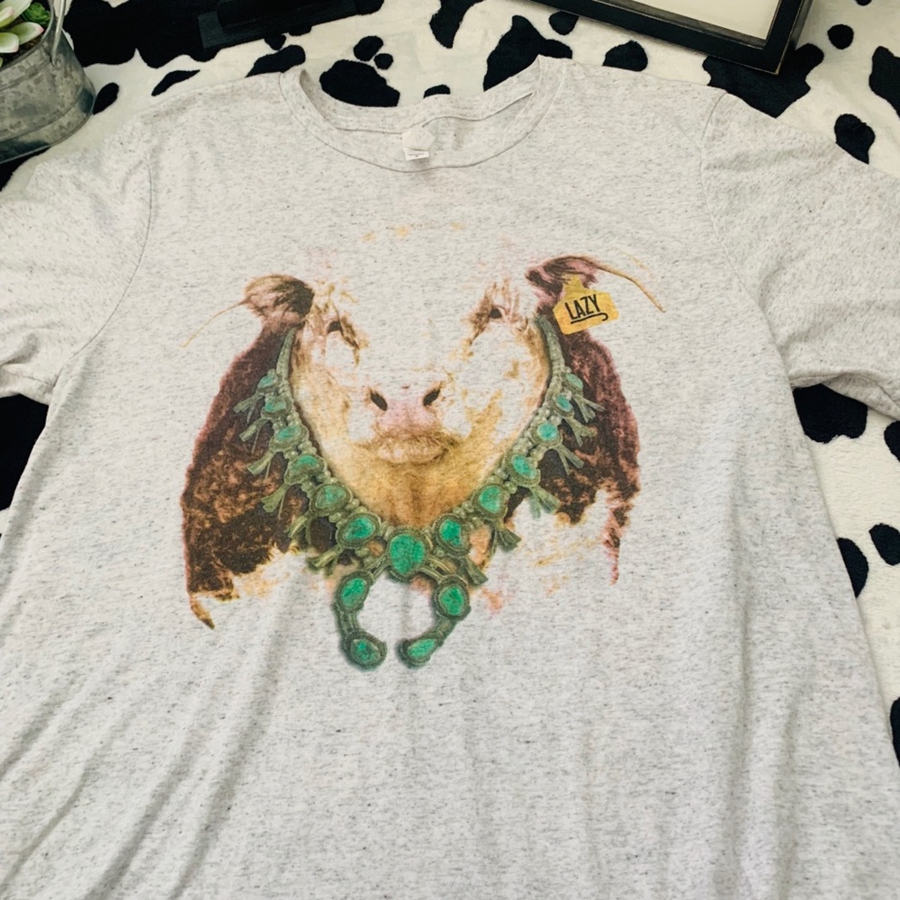 Cow squash blossom western tee